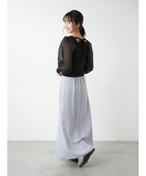 earth music&ecology(アースミュージックアンドエコロジー)の「オーガンジースリーブニットプルオーバー *(ニット/セーター・レディース・アイボリー/ブラウン/ピンク/ブラック・FREE)」の21枚目の写真