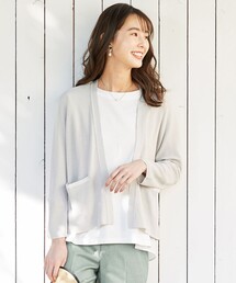 【洗える】片畦Vネック ショートカーディガン