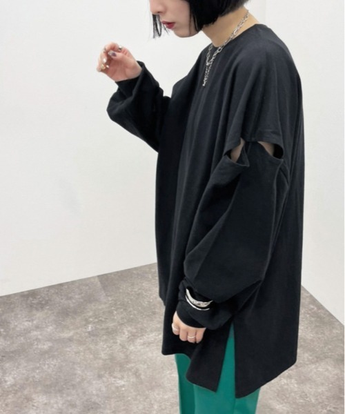 apres jour mignon（アプレジュールミニョン）の「袖開きロンＴ【ZOZOTOWN限定アイテム】（Tシャツ/カットソー・レディース・パープル/ブラック/ライトベージュ/オフホワイト・フリー/X-LARGE）」の13枚目の写真