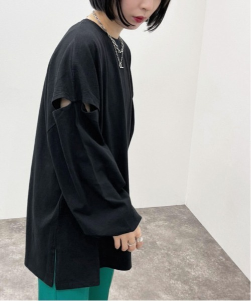 apres jour mignon（アプレジュールミニョン）の「袖開きロンＴ【ZOZOTOWN限定アイテム】（Tシャツ/カットソー・レディース・パープル/ブラック/ライトベージュ/オフホワイト・フリー/X-LARGE）」の12枚目の写真
