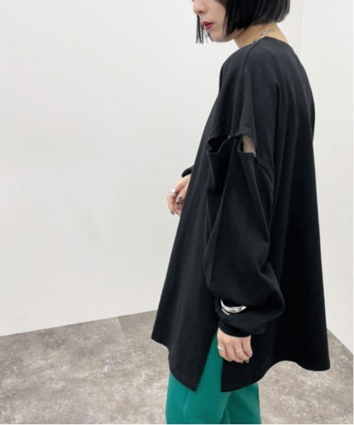 apres jour mignon（アプレジュールミニョン）の「袖開きロンＴ【ZOZOTOWN限定アイテム】（Tシャツ/カットソー・レディース・パープル/ブラック/ライトベージュ/オフホワイト・フリー/X-LARGE）」の14枚目の写真