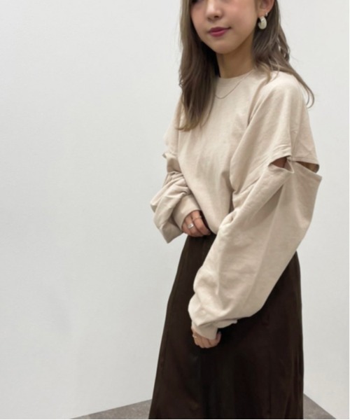 apres jour mignon（アプレジュールミニョン）の「袖開きロンＴ【ZOZOTOWN限定アイテム】（Tシャツ/カットソー・レディース・パープル/ブラック/ライトベージュ/オフホワイト・フリー/X-LARGE）」の18枚目の写真