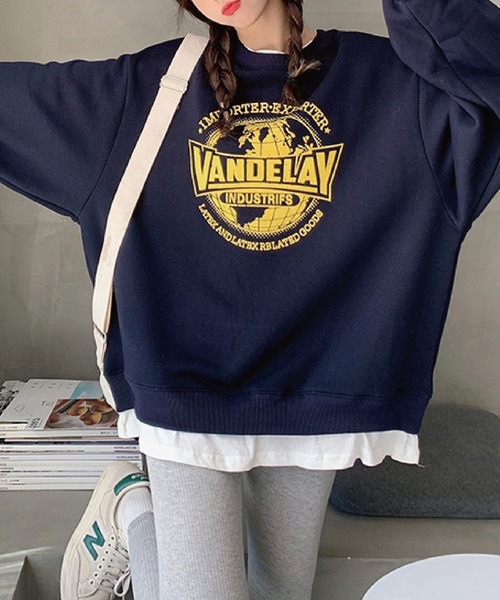 meJane（ミージェーン）の「VANDELAYフェイクレイヤードトレーナー（スウェット・レディース・グレー/ネイビー/ピンク・FREE）」の5枚目の写真