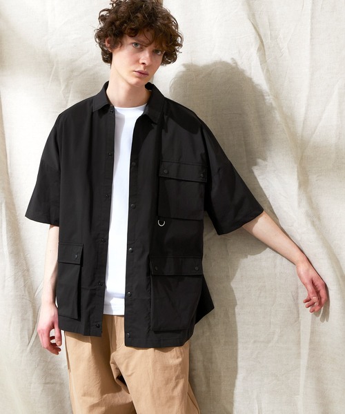 EMMA CLOTHES（エマクローズ）の「コットンナイロンストレッチ オーバーサイズ ルーズミリタリーシャツ EMMA CLOTHES（シャツ/ブラウス・メンズ・ライラック/ブラック/ベージュ・M/L）」の2枚目の写真