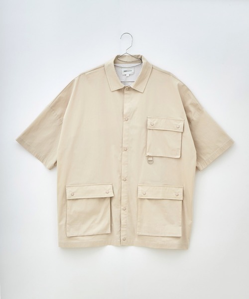 EMMA CLOTHES（エマクローズ）の「コットンナイロンストレッチ オーバーサイズ ルーズミリタリーシャツ EMMA CLOTHES（シャツ/ブラウス・メンズ・ライラック/ブラック/ベージュ・M/L）」の4枚目の写真