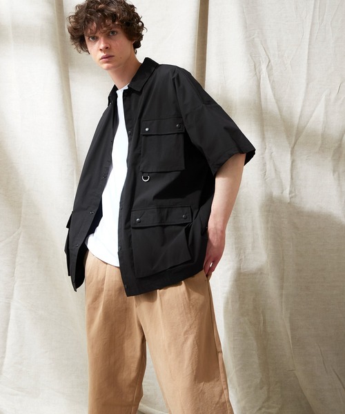 EMMA CLOTHES（エマクローズ）の「コットンナイロンストレッチ オーバーサイズ ルーズミリタリーシャツ EMMA CLOTHES（シャツ/ブラウス・メンズ・ライラック/ブラック/ベージュ・M/L）」の9枚目の写真