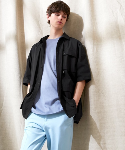 EMMA CLOTHES（エマクローズ）の「コットンナイロンストレッチ オーバーサイズ ルーズミリタリーシャツ EMMA CLOTHES（シャツ/ブラウス・メンズ・ライラック/ブラック/ベージュ・M/L）」の11枚目の写真