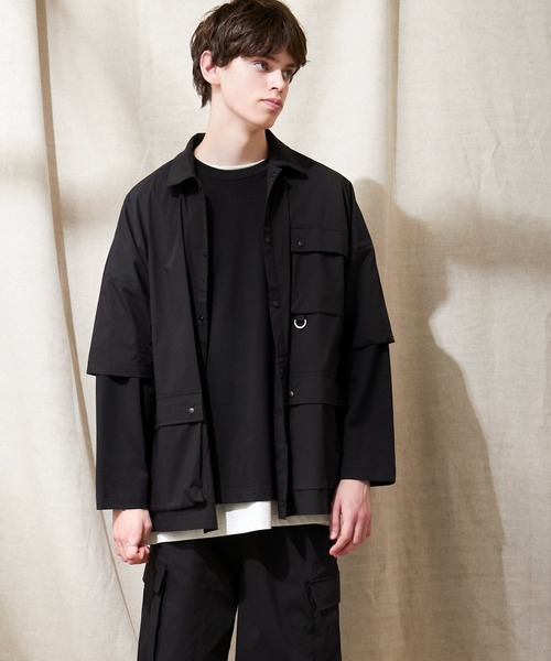 EMMA CLOTHES（エマクローズ）の「コットンナイロンストレッチ オーバーサイズ ルーズミリタリーシャツ EMMA CLOTHES（シャツ/ブラウス・メンズ・ライラック/ブラック/ベージュ・M/L）」の13枚目の写真