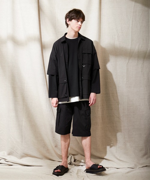 EMMA CLOTHES（エマクローズ）の「コットンナイロンストレッチ オーバーサイズ ルーズミリタリーシャツ EMMA CLOTHES（シャツ/ブラウス・メンズ・ライラック/ブラック/ベージュ・M/L）」の14枚目の写真
