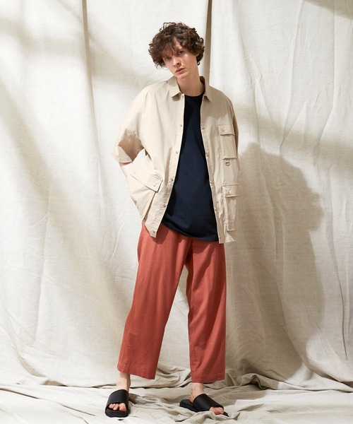 EMMA CLOTHES（エマクローズ）の「コットンナイロンストレッチ オーバーサイズ ルーズミリタリーシャツ EMMA CLOTHES（シャツ/ブラウス・メンズ・ライラック/ブラック/ベージュ・M/L）」の15枚目の写真