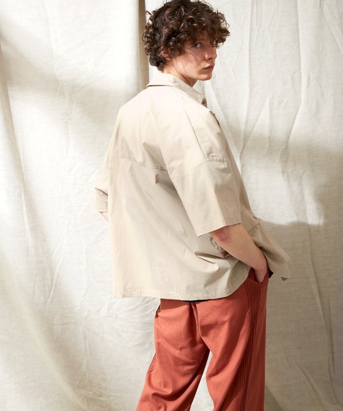 EMMA CLOTHES（エマクローズ）の「コットンナイロンストレッチ オーバーサイズ ルーズミリタリーシャツ EMMA CLOTHES（シャツ/ブラウス・メンズ・ライラック/ブラック/ベージュ・M/L）」の16枚目の写真