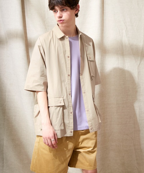 EMMA CLOTHES（エマクローズ）の「コットンナイロンストレッチ オーバーサイズ ルーズミリタリーシャツ EMMA CLOTHES（シャツ/ブラウス・メンズ・ライラック/ブラック/ベージュ・M/L）」の17枚目の写真