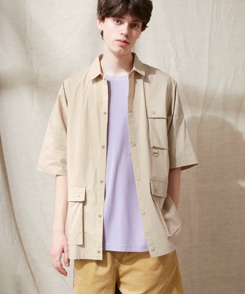 EMMA CLOTHES（エマクローズ）の「コットンナイロンストレッチ オーバーサイズ ルーズミリタリーシャツ EMMA CLOTHES（シャツ/ブラウス・メンズ・ライラック/ブラック/ベージュ・M/L）」の19枚目の写真
