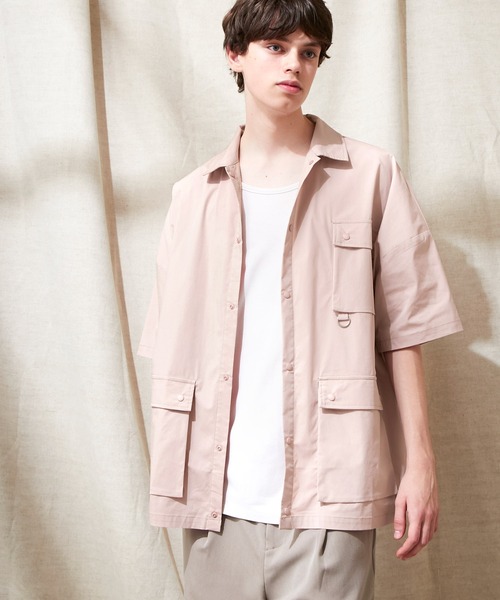 EMMA CLOTHES（エマクローズ）の「コットンナイロンストレッチ オーバーサイズ ルーズミリタリーシャツ EMMA CLOTHES（シャツ/ブラウス・メンズ・ライラック/ブラック/ベージュ・M/L）」の22枚目の写真