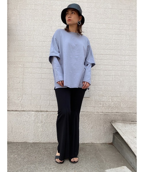 LiSeek（リシーク）の「【LiSeeK】フロントタックフレアパンツ（その他パンツ・レディース・ライトブラウン/ブラック・FREE）」の10枚目の写真