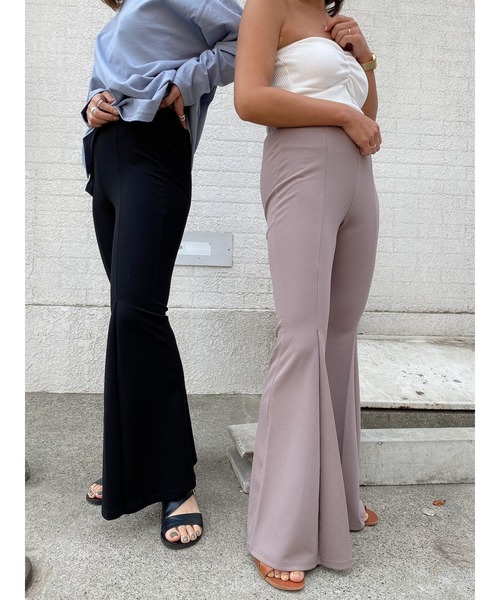 LiSeek（リシーク）の「【LiSeeK】フロントタックフレアパンツ（その他パンツ・レディース・ライトブラウン/ブラック・FREE）」の15枚目の写真