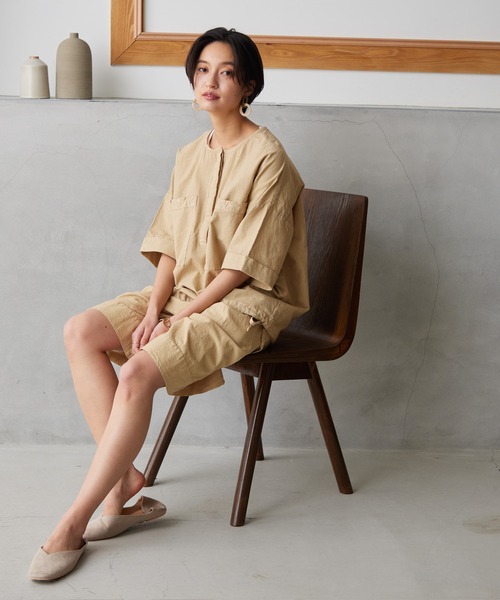 OMNES Another Edition(オムネス アナザーエディション)の「製品染め コットンショートパンツ(その他パンツ・レディース・ブラック/ベージュ/カーキ/ミント/モカ・FREE)」の1枚目の写真