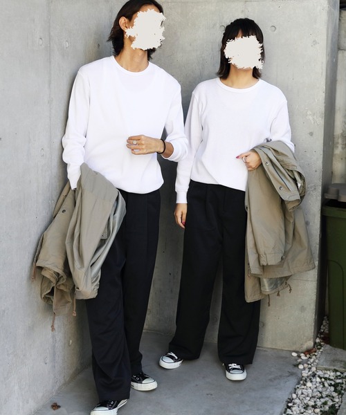 ８(eight)（エイト）の「スーツ生地ワイドパンツ（スラックス・メンズ・ベージュ/ブラック/チャコールグレー/ネイビー・LARGE/MEDIUM）」の14枚目の写真