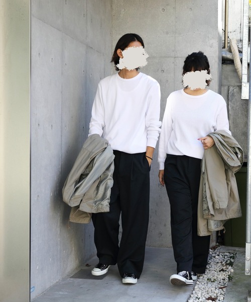 ８(eight)（エイト）の「スーツ生地ワイドパンツ（スラックス・メンズ・ベージュ/ブラック/チャコールグレー/ネイビー・LARGE/MEDIUM）」の16枚目の写真