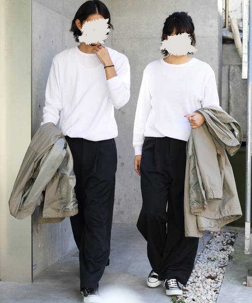 ８(eight)（エイト）の「スーツ生地ワイドパンツ（スラックス・メンズ・ベージュ/ブラック/チャコールグレー/ネイビー・LARGE/MEDIUM）」の17枚目の写真