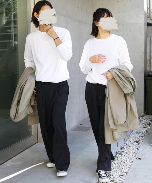 ８(eight)（エイト）の「スーツ生地ワイドパンツ（スラックス・メンズ・ベージュ/ブラック/チャコールグレー/ネイビー・LARGE/MEDIUM）」の18枚目の写真