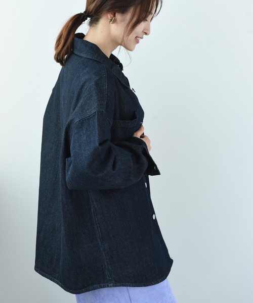 INTERPLANET(インタープラネット)の「【SUPERTHANKS】DENIM SHIRT JACKET(デニムジャケット・レディース・ブラック/インディゴブルー・FREE)」の5枚目の写真