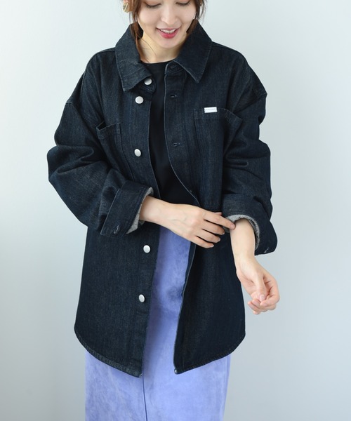 INTERPLANET(インタープラネット)の「【SUPERTHANKS】DENIM SHIRT JACKET(デニムジャケット・レディース・ブラック/インディゴブルー・FREE)」の3枚目の写真