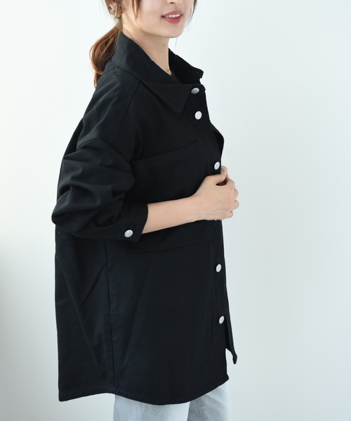 INTERPLANET(インタープラネット)の「【SUPERTHANKS】DENIM SHIRT JACKET(デニムジャケット・レディース・ブラック/インディゴブルー・FREE)」の11枚目の写真