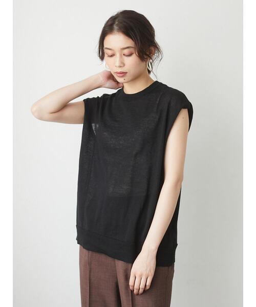 Green Parks(グリーンパークス)の「シアーリネンブレンド ノースリーブニット*(ニット/セーター・レディース・アイボリー/パープル/ブラック/ブラウン・FREE)」の20枚目の写真