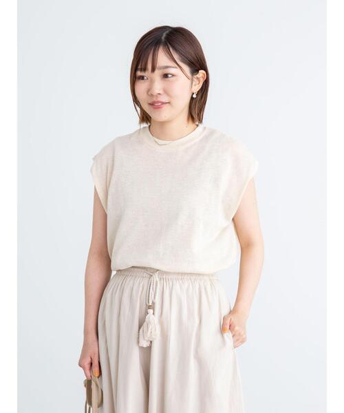 Green Parks(グリーンパークス)の「シアーリネンブレンド ノースリーブニット*(ニット/セーター・レディース・アイボリー/パープル/ブラック/ブラウン・FREE)」の16枚目の写真