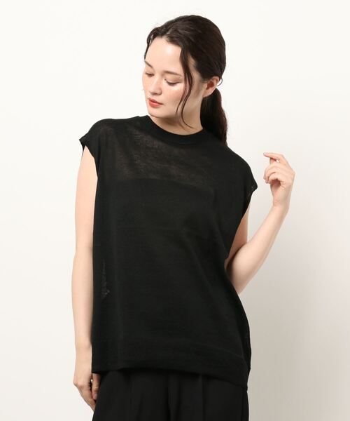 Green Parks(グリーンパークス)の「シアーリネンブレンド ノースリーブニット*(ニット/セーター・レディース・アイボリー/パープル/ブラック/ブラウン・FREE)」の11枚目の写真