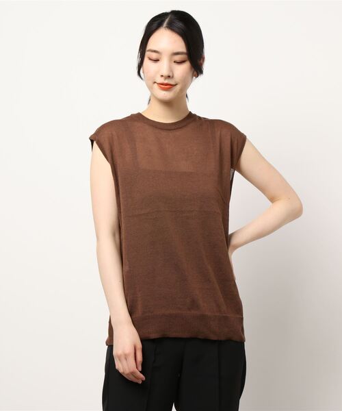 Green Parks(グリーンパークス)の「シアーリネンブレンド ノースリーブニット*(ニット/セーター・レディース・アイボリー/パープル/ブラック/ブラウン・FREE)」の13枚目の写真