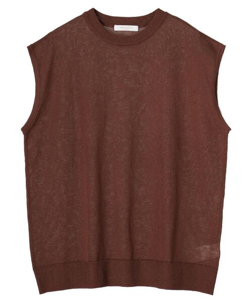 Green Parks(グリーンパークス)の「シアーリネンブレンド ノースリーブニット*(ニット/セーター・レディース・アイボリー/パープル/ブラック/ブラウン・FREE)」の21枚目の写真