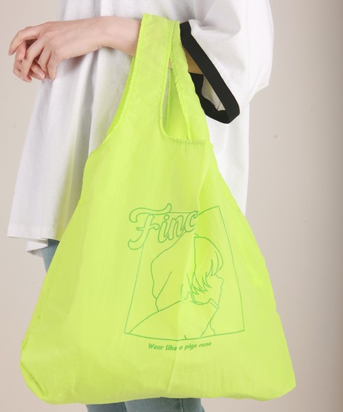 WESTSEA(ウエストシー)の「FINCK'S×WESTSEA ナイロン ポケッタブル プリント エコバッグ(エコバッグ/サブバッグ・レディース・ホワイト/オリーブ/ライム/ブラック・FREE)」の4枚目の写真