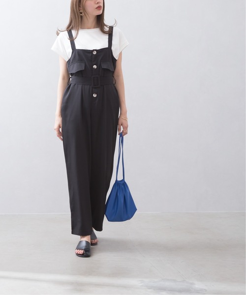 SpRay(スプレイ)の「ベルト付きオールインワン(つなぎ/オールインワン・レディース・チャコールグレー/ブラック/ベージュ・FREE)」の2枚目の写真