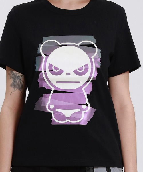 tシャツ HIPANDA ハイパンダ レディース オーロラカラー絆創膏 ビッグプリント 半袖Tシャツ レディース HIPANDA ハイパンダ レディース オーロラカラー絆創膏 ビッグ