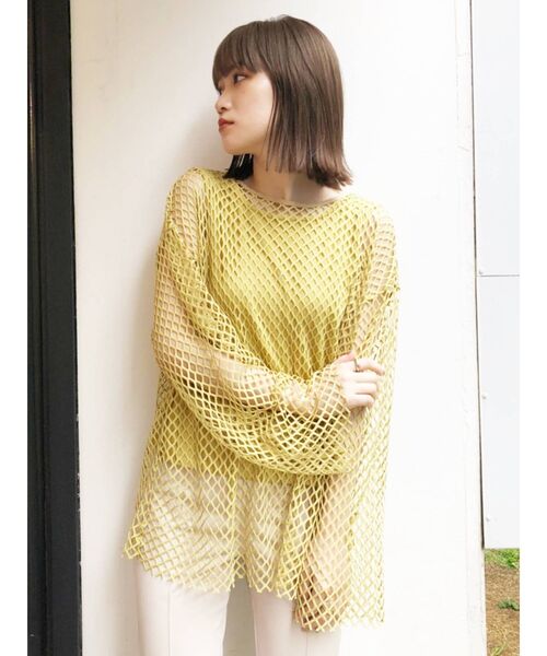 MURUA(ムルーア)の「メッシュオーバートップス×タンクSET(Tシャツ/カットソー・レディース・ブラック/ベージュ/イエロー・FREE)」の14枚目の写真