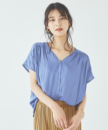 abahouse mavie | ecru　スティック釦フレンチスリーブブラウス(シャツ/ブラウス)