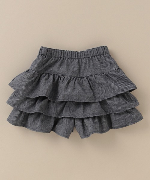 sense of wonder（センスオブワンダー）の「オーガニックデニムフリルショートパンツ【日本製】（デニムパンツ・キッズ・ネイビー・80ｃｍ/90cm/110cm/100cm/120cm/130cm）」の2枚目の写真