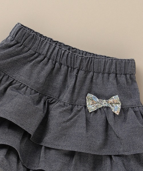 sense of wonder（センスオブワンダー）の「オーガニックデニムフリルショートパンツ【日本製】（デニムパンツ・キッズ・ネイビー・80ｃｍ/90cm/110cm/100cm/120cm/130cm）」の3枚目の写真
