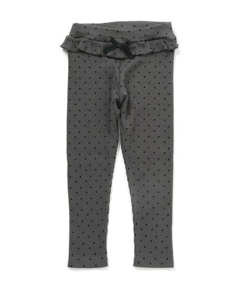 Seraph（セラフ）の「ドット柄リブパンツ 10分丈（レギンス/スパッツ・キッズ・アイボリー/サーモンピンク/チャコール・90/100/110/120/80/130/95/140）」の2枚目の写真