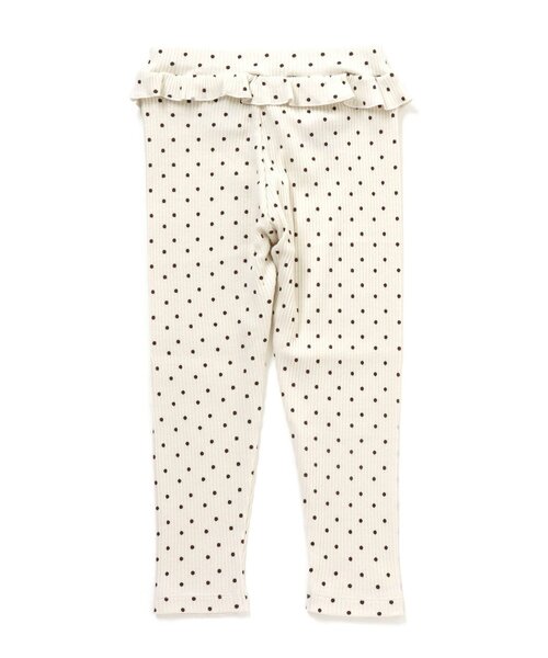 Seraph（セラフ）の「ドット柄リブパンツ 10分丈（レギンス/スパッツ・キッズ・アイボリー/サーモンピンク/チャコール・90/100/110/120/80/130/95/140）」の8枚目の写真