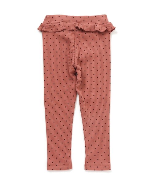 Seraph（セラフ）の「ドット柄リブパンツ 10分丈（レギンス/スパッツ・キッズ・アイボリー/サーモンピンク/チャコール・90/100/110/120/80/130/95/140）」の4枚目の写真