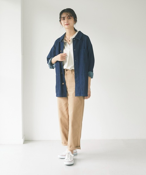 CRAFT STANDARD BOUTIQUE（クラフトスタンダードブティック）の「カバーオール　＊◇（カバーオール・レディース・ベージュ/ダークインディゴブルー・FREE）」の4枚目の写真