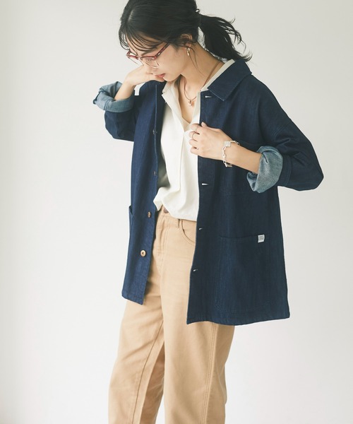 CRAFT STANDARD BOUTIQUE（クラフトスタンダードブティック）の「カバーオール　＊◇（カバーオール・レディース・ベージュ/ダークインディゴブルー・FREE）」の6枚目の写真