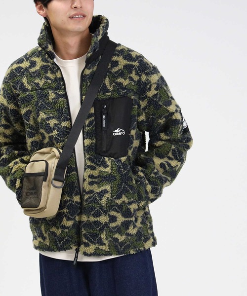 CAMP7(キャンプセブン)の「【CAMP7】柄ボアスタンドジャケット(ブルゾン・メンズ・オフホワイト/ネイビー・L/M/XL)」の8枚目の写真
