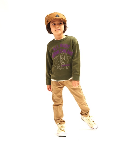 RUGGEDWORKS(ラゲッドワークス)の「スリムストレートストレッチツイル裏起毛ロングパンツ(その他パンツ・キッズ・ベージュ/カーキ/チャコール・90/100/110/120/130/140/150)」の1枚目の写真