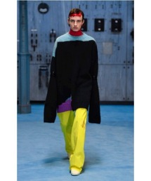 Oversized boiled knit sweater in multicolours