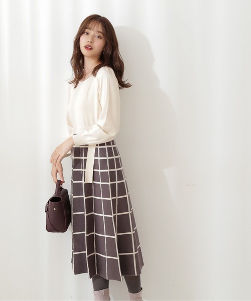 PROPORTION BODY DRESSING（プロポーションボディドレッシング）の「アイレットチェックワンピース / 1211240018（ワンピース・レディース・ネイビー/パープル/オフホワイト・MEDIUM/SMALL）」の4枚目の写真