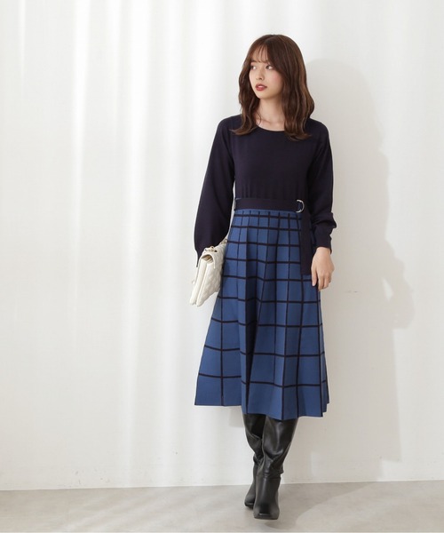PROPORTION BODY DRESSING（プロポーションボディドレッシング）の「アイレットチェックワンピース / 1211240018（ワンピース・レディース・ネイビー/パープル/オフホワイト・MEDIUM/SMALL）」の7枚目の写真